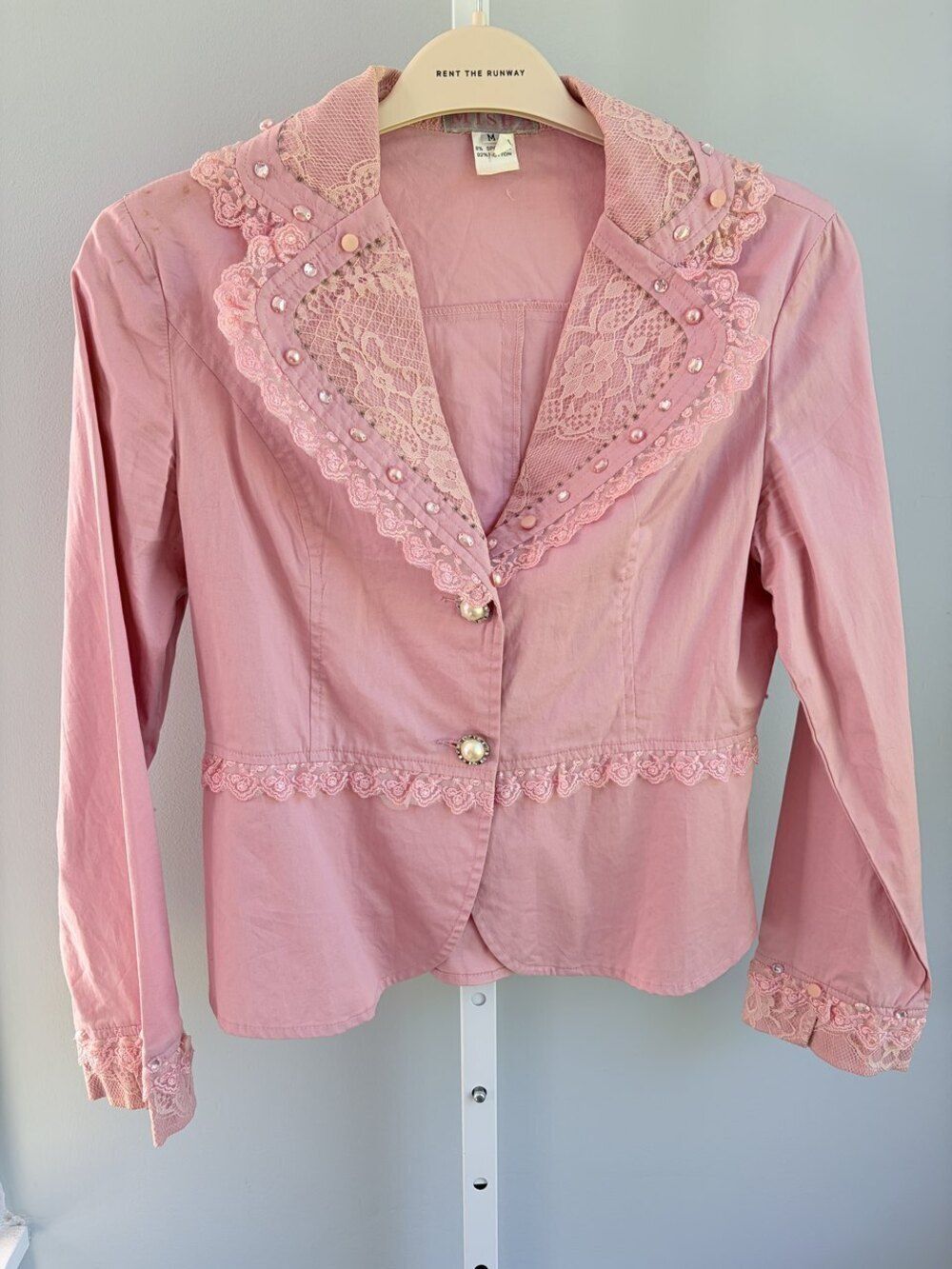 Y2k Misha Lace Trim Peplum Jacket Pink Size M